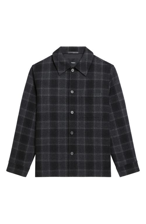 Theory Plaid Wool & Cashmere Flannel Button-up Shirt Jacket In Gray