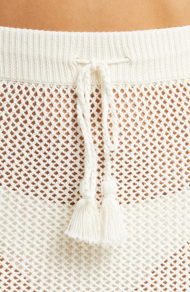 LSPACE Coast Is Clear Sheer Cover-Up Miniskirt, Alternate, color, Cream