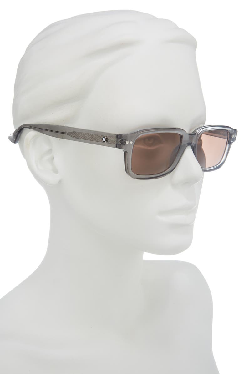 Montblanc 53mm Square Sunglasses, Alternate, color, Grey Grey Brown