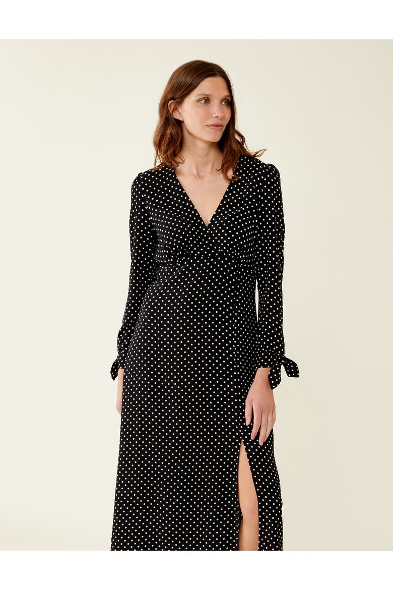 Laine Polka Dot Spot Midi Dress, Alternate, color, Black Spot