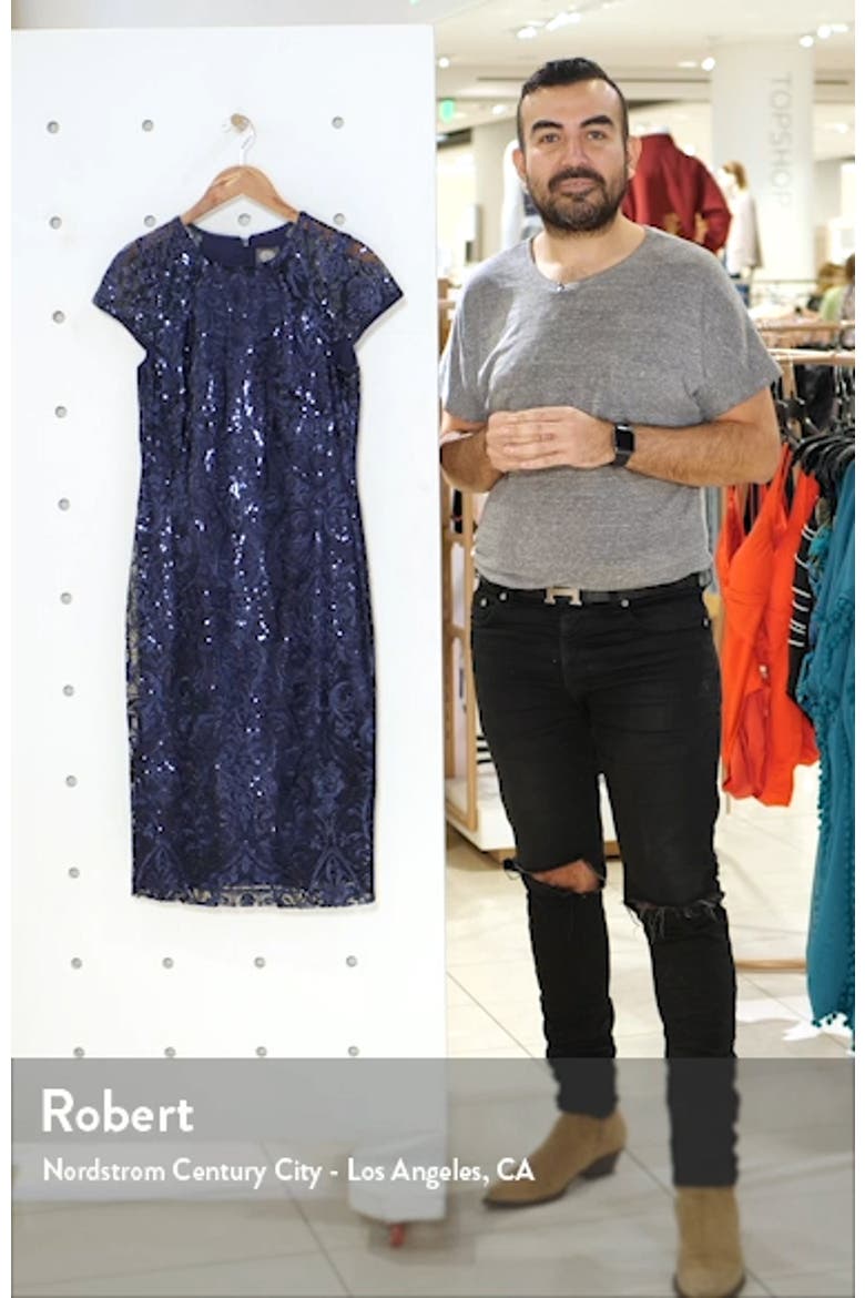 Cap Sleeve Sequin Sheath Dress video