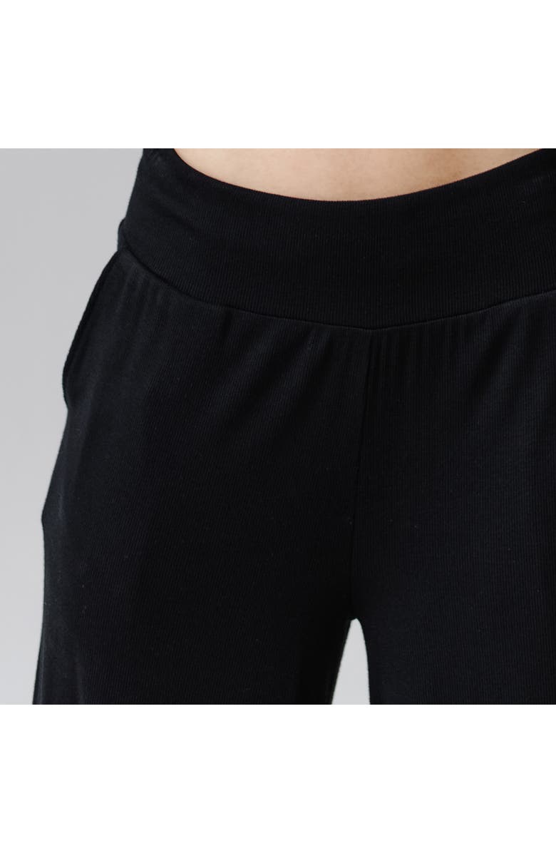 Cozy Earth Wide Leg Rib Pajama Pants, Alternate, color, Black