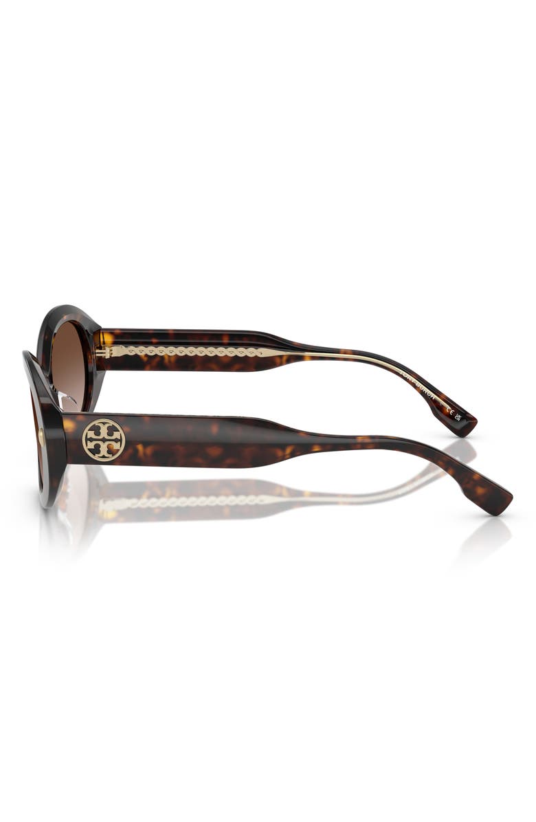 Tory Burch 53mm Gradient Oval Sunglasses, Alternate, color, Tortoise