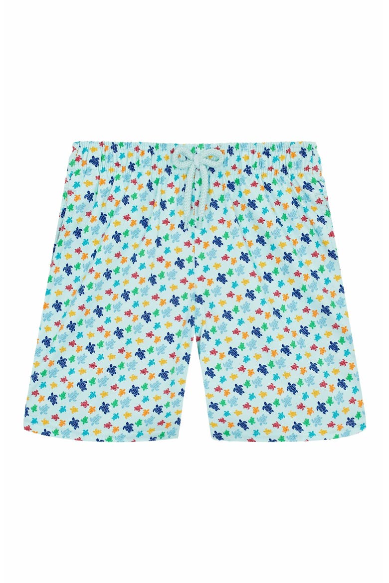 Kids' Micro Ronde Des Tortues Rainbow Stretch Swim Shorts, Main, color, PACIFIC