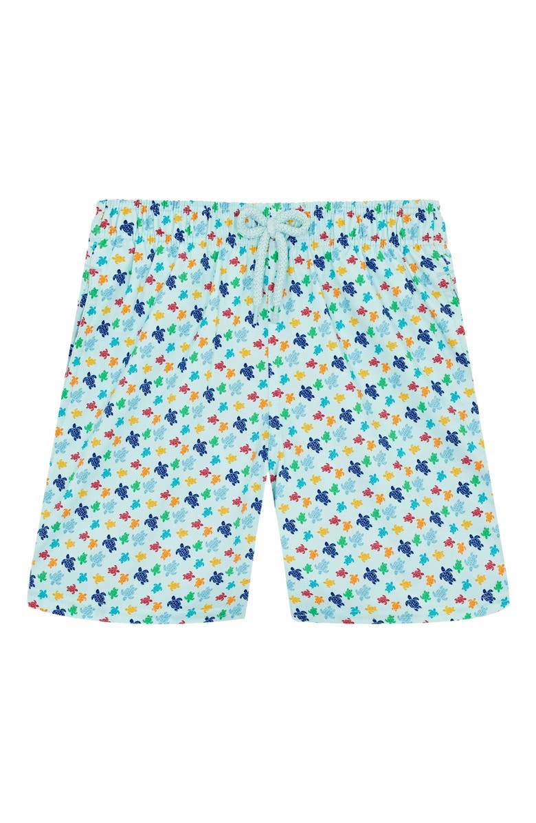 Vilebrequin Kids' Micro Ronde Des Tortues Rainbow Stretch Swim Shorts, Main, color, Pacific