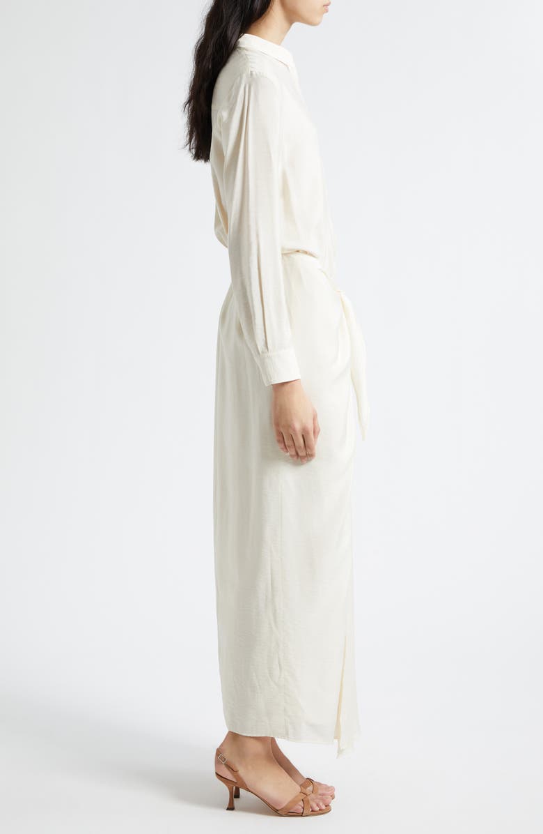 Emporio Armani Long Sleeve Techno Rayon Maxi Dress, Alternate, color, Ivory