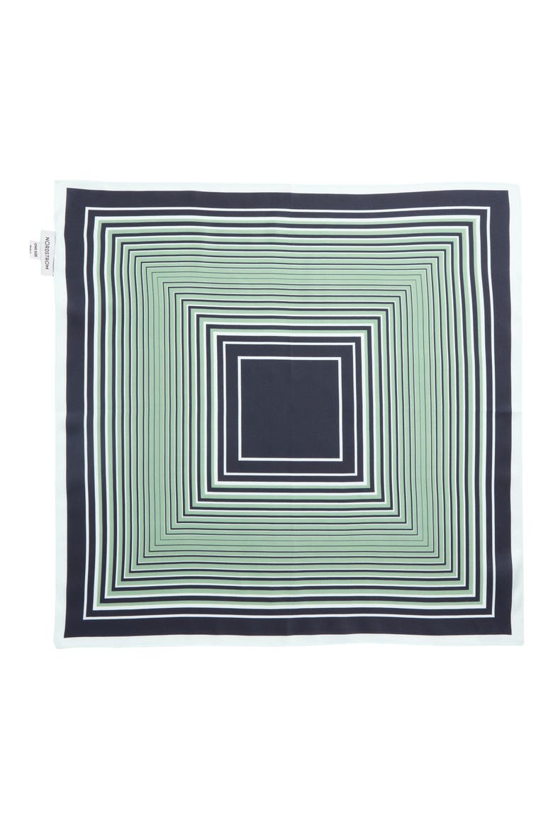 Print Silk Square Scarf, Alternate, color, GREEN SQUARE GEO
