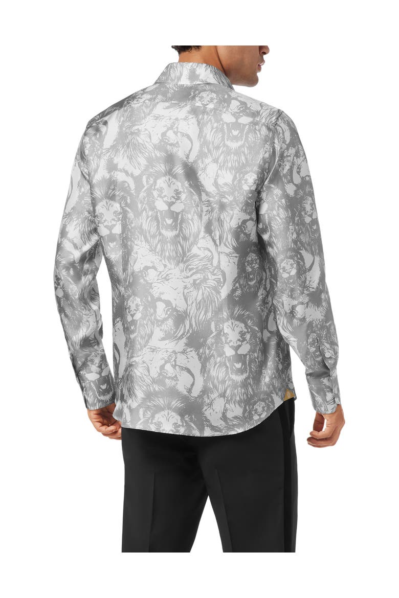 Silk Gold Cut Shirt All-Over Lion Men, Alternate, color, white