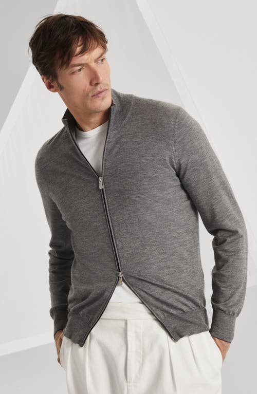 Brunello Cucinelli Cashmere-silk Cardigan In Dark Grey