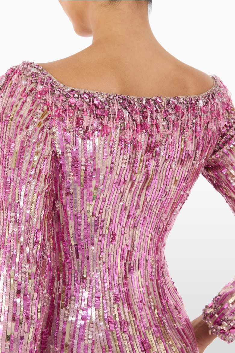 Marnie Sequin Maxi Dress, Alternate, color, Sand Fossil