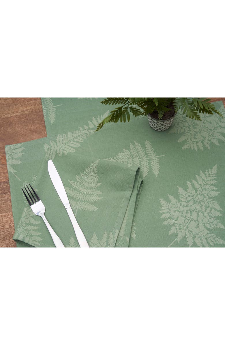 C&F Home Botanical Fern Jacquard Reversible Machine Washable Jacquard Placemats Set of 6, Alternate, color, Green