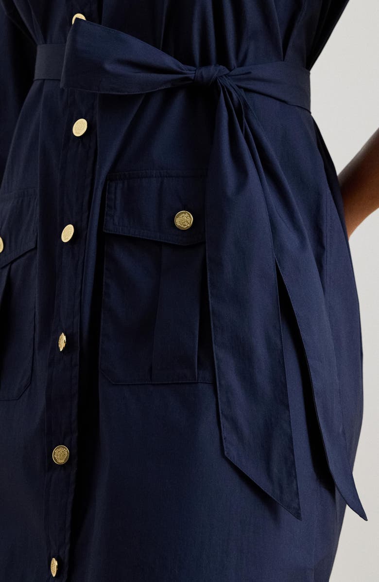Lauren Ralph Lauren Stretch Cotton Belted Shirtdress, Alternate, color, Refined Navy Blue