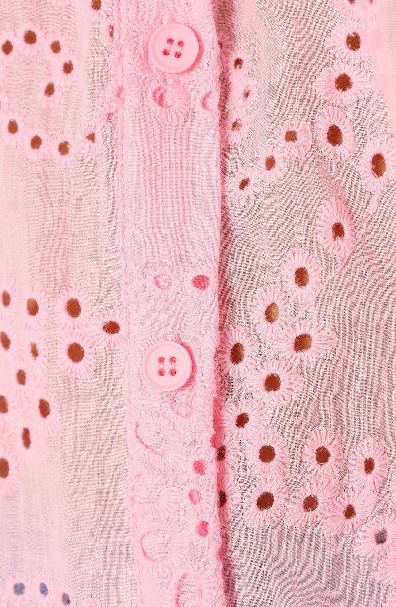 Petal & Pup Janelle Shirred Eyelet Button-Up Top, Alternate, color, Pink