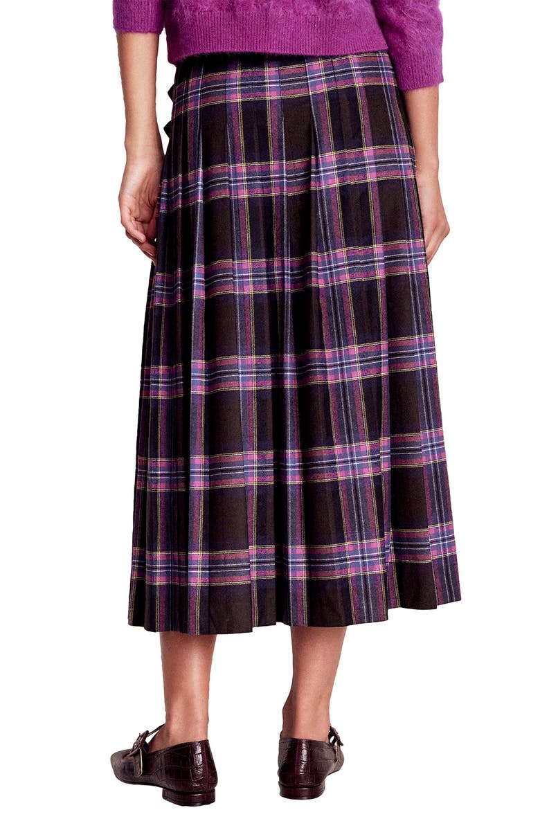 Boden Josephine Wool Blend Kilt Skirt, Alternate, color, Brown Blue/ Pink Check