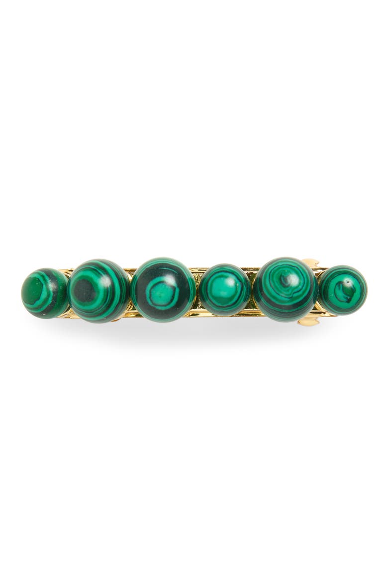 Mixed Stone Barrette, Main, color, MALACHITE