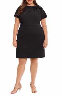 London Times Side Tie Sheath Dress