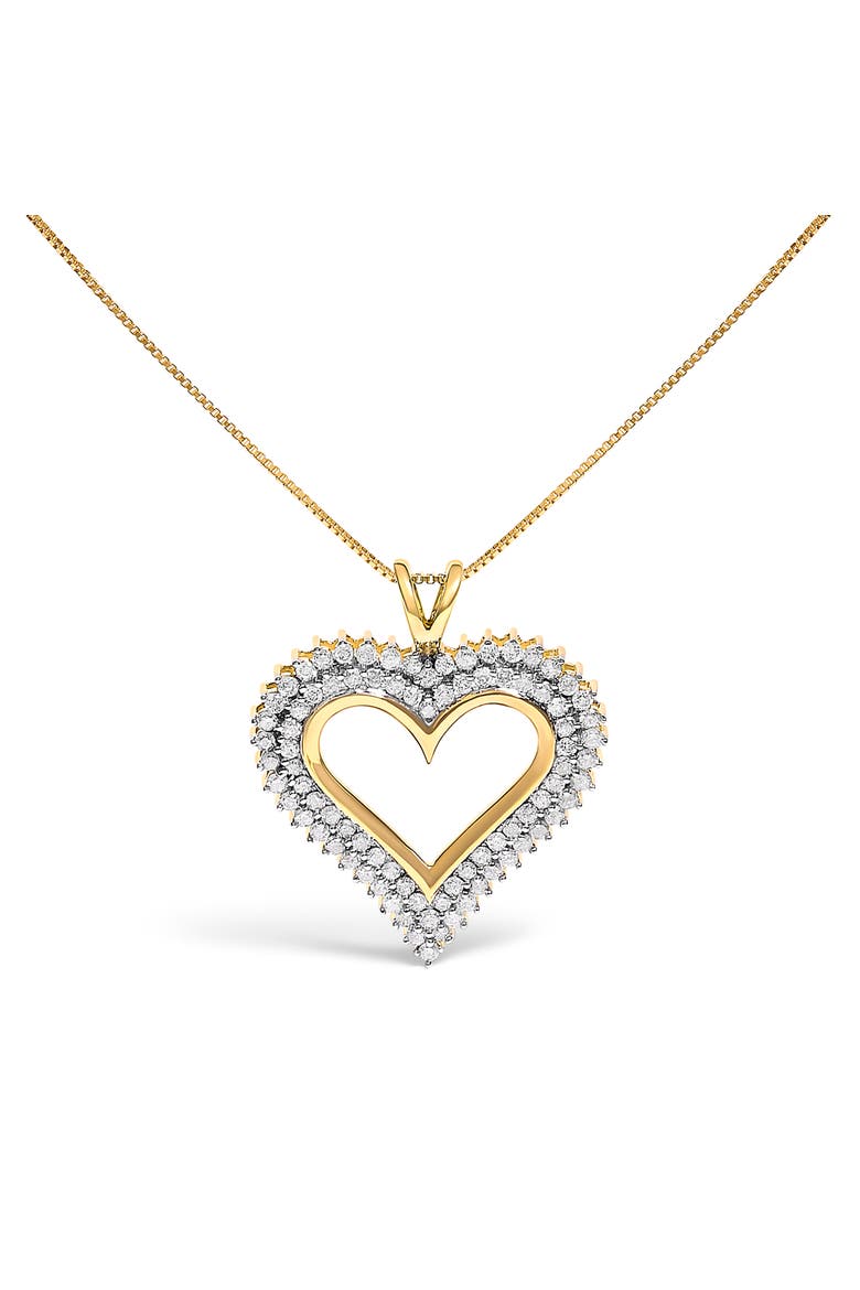 Silver 2.00 Cttw Diamond Heart Pendant Necklace, Main, color, Yellow