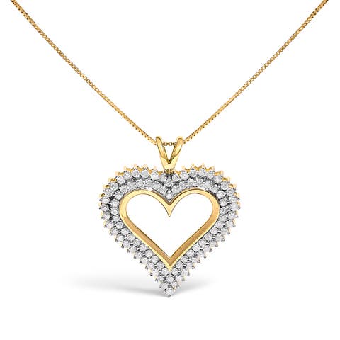 Silver 2.00 Cttw Diamond Heart Pendant Necklace
