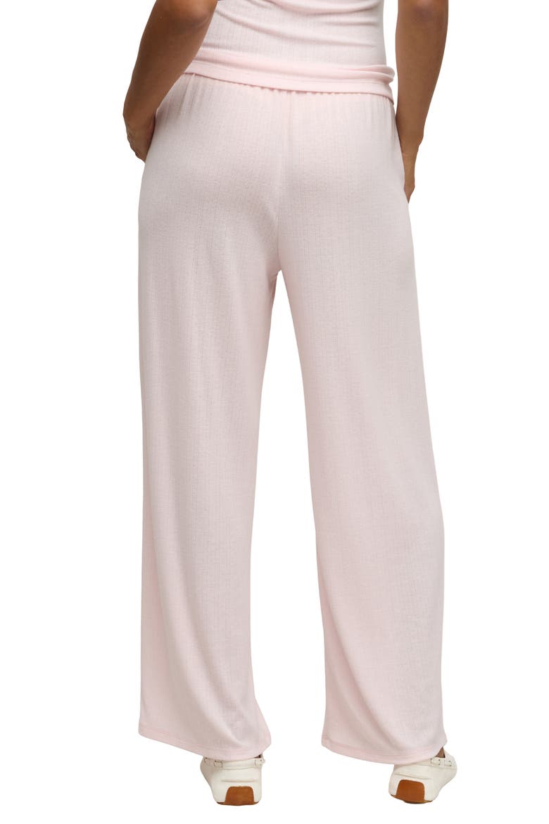 Scalloped Trim Pointelle Wide Leg Pants, Alternate, color, PINK SAND