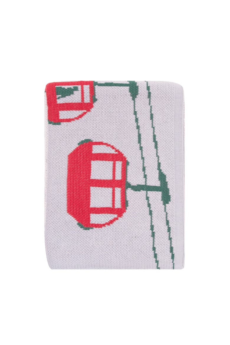 Ski Lift and Pines Indoor Outdoor Knit Throw Blanket, Main, color, Gray