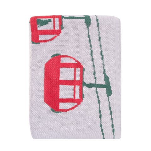 Ski Lift and Pines Indoor Outdoor Knit Throw Blanket