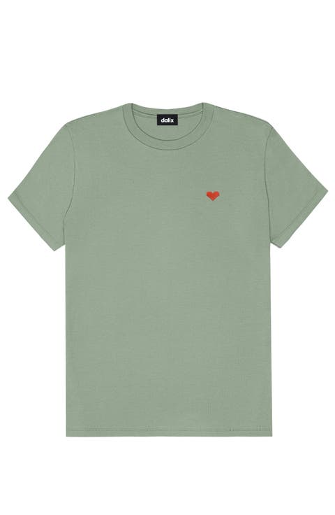Womens Pixel Heart Jersey Relaxed Tee