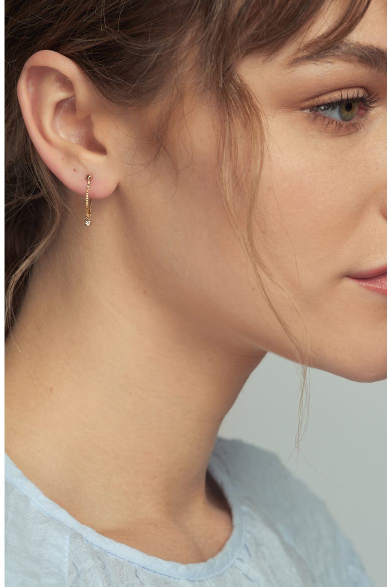 Diamond Bezel Chain Wrap Earrings, Alternate, color, YELLOW GOLD