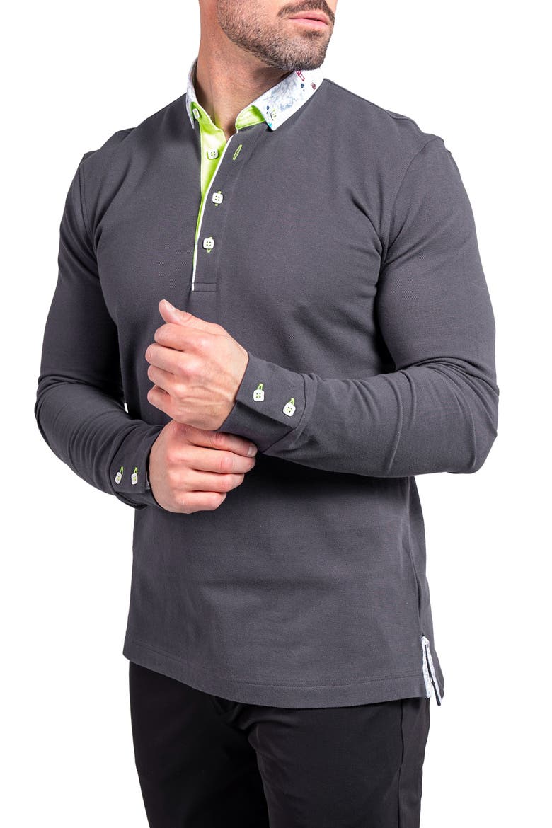 Newton Ascension0011 Grey Long Sleeve Button-Down Polo, Alternate, color, GREY