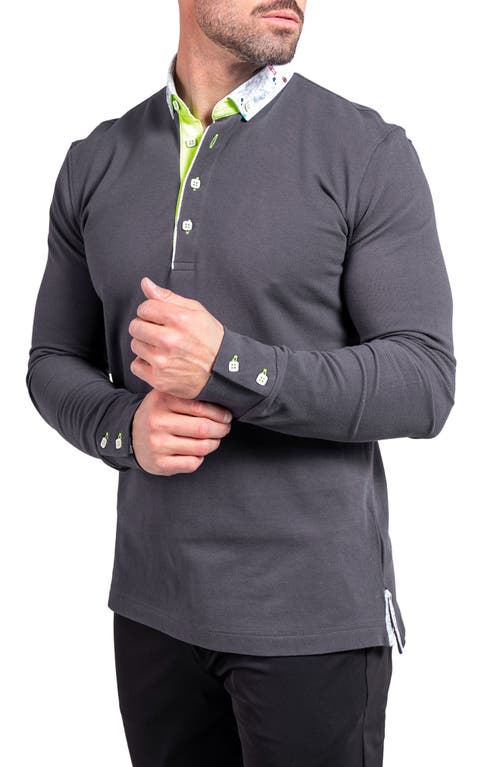 Maceoo Newton Ascension0011 Grey Long Sleeve Button-down Polo In Gray