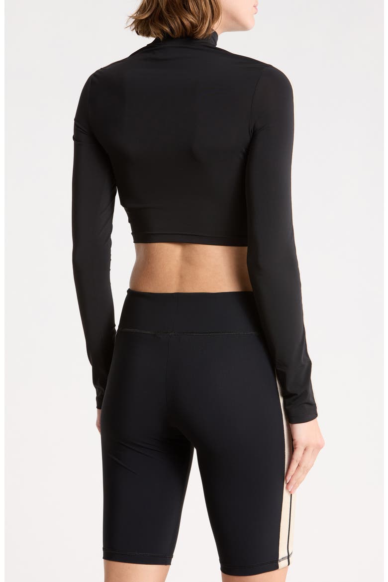 Mock Neck Long Sleeve Crop Top, Alternate, color, BLACK/WHITE