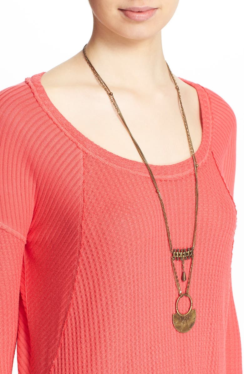 Free People 'Ventura' High/Low Thermal Top, Alternate, color, Poppy