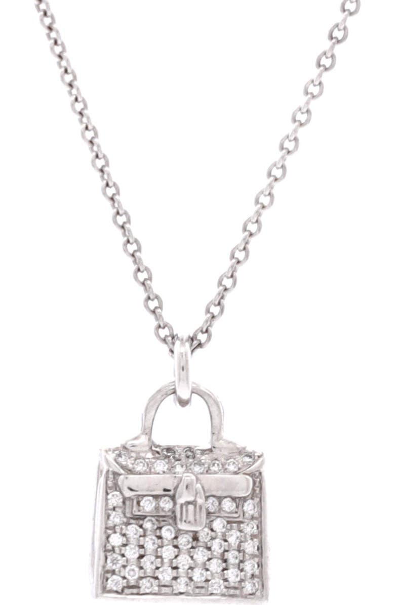 Pre-Owned Hermes Kelly Amulette Pendant Necklace 18K White Gold and Diamonds, Main, color, White Gold