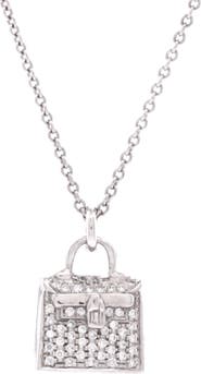 Pre-Owned Hermes Kelly Amulette Pendant Necklace 18K White Gold and Diamonds