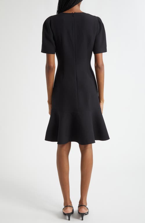 Lafayette 148 New York Flare Hem Wool & Silk Crepe Dress In Black