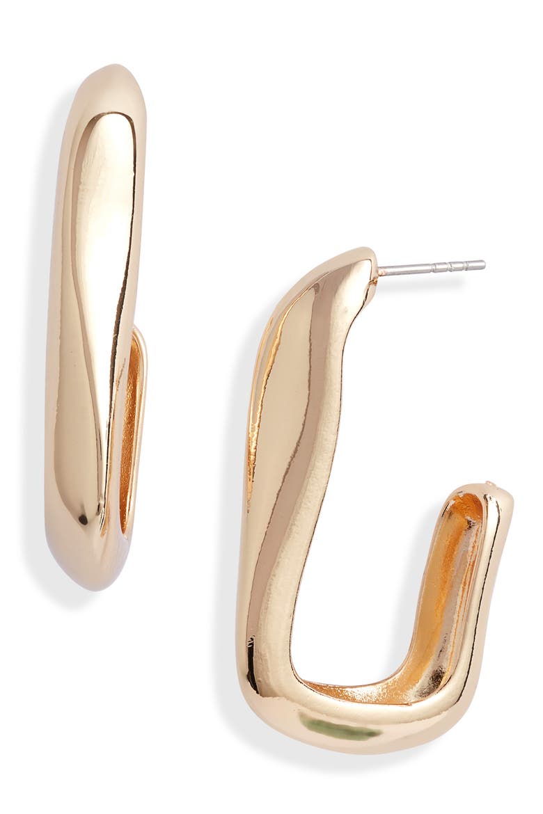 Organic Hoop Earrings, Main, color, GOLD