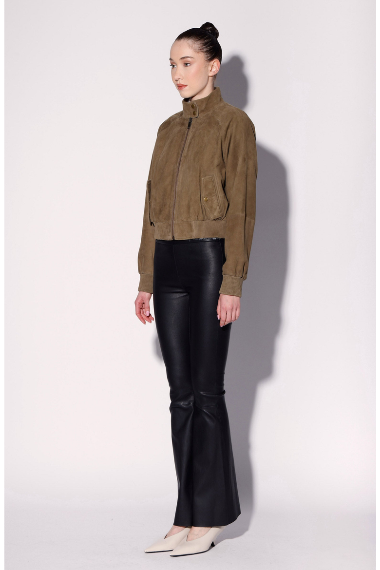 Bowie Suede Bomber Jacket, Alternate, color, Cypress Suede