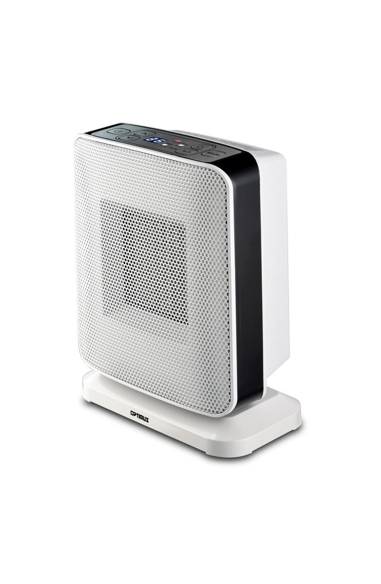 Optimus Portable Oscillation Ceramic Heater with LED Display, Main, color, White