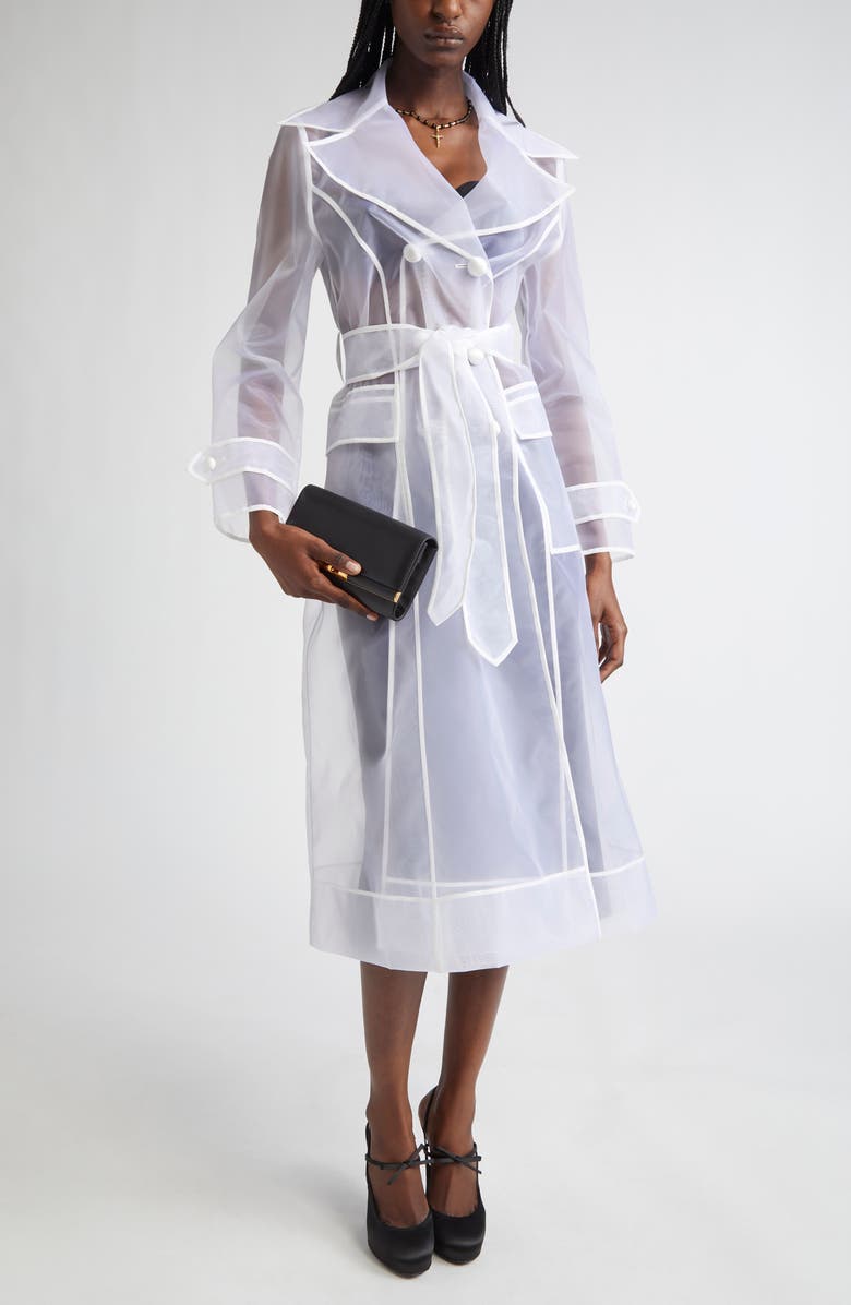 Dolce&Gabbana Technical Organza Trench Coat, Main, color, W0800 Bianco Ottico