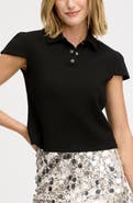 Sam Edelman Puff Sleeve Crop Polo Top