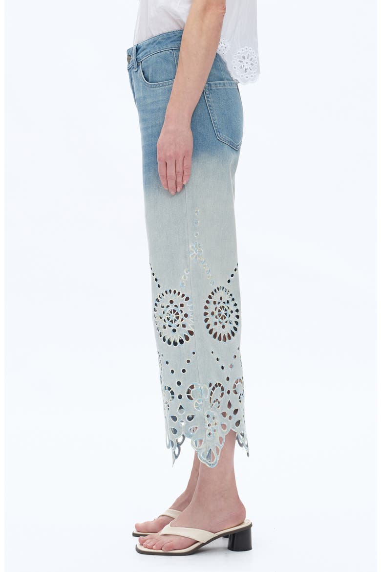 Eyelet High Waist Crop Wide Leg Jeans, Alternate, color, LIGHT BLUE