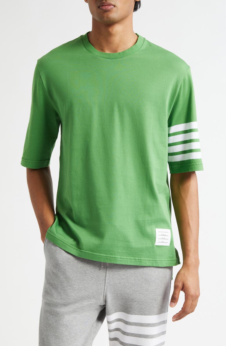 Thom Browne 4-Bar Cotton Jersey T-Shirt, Main, color, Green