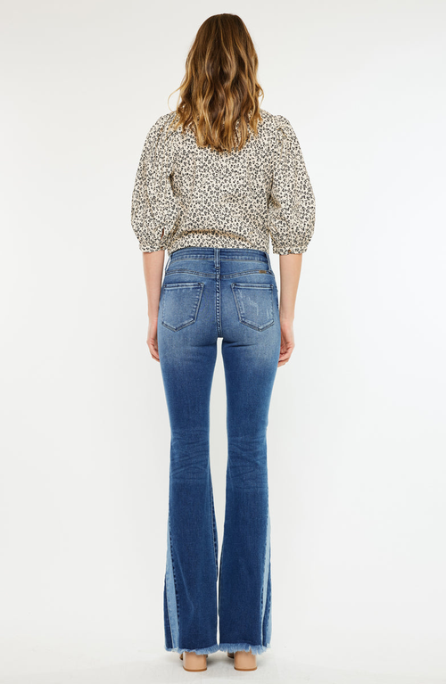 Kancan Treasure High Rise Flare Jeans In Blue