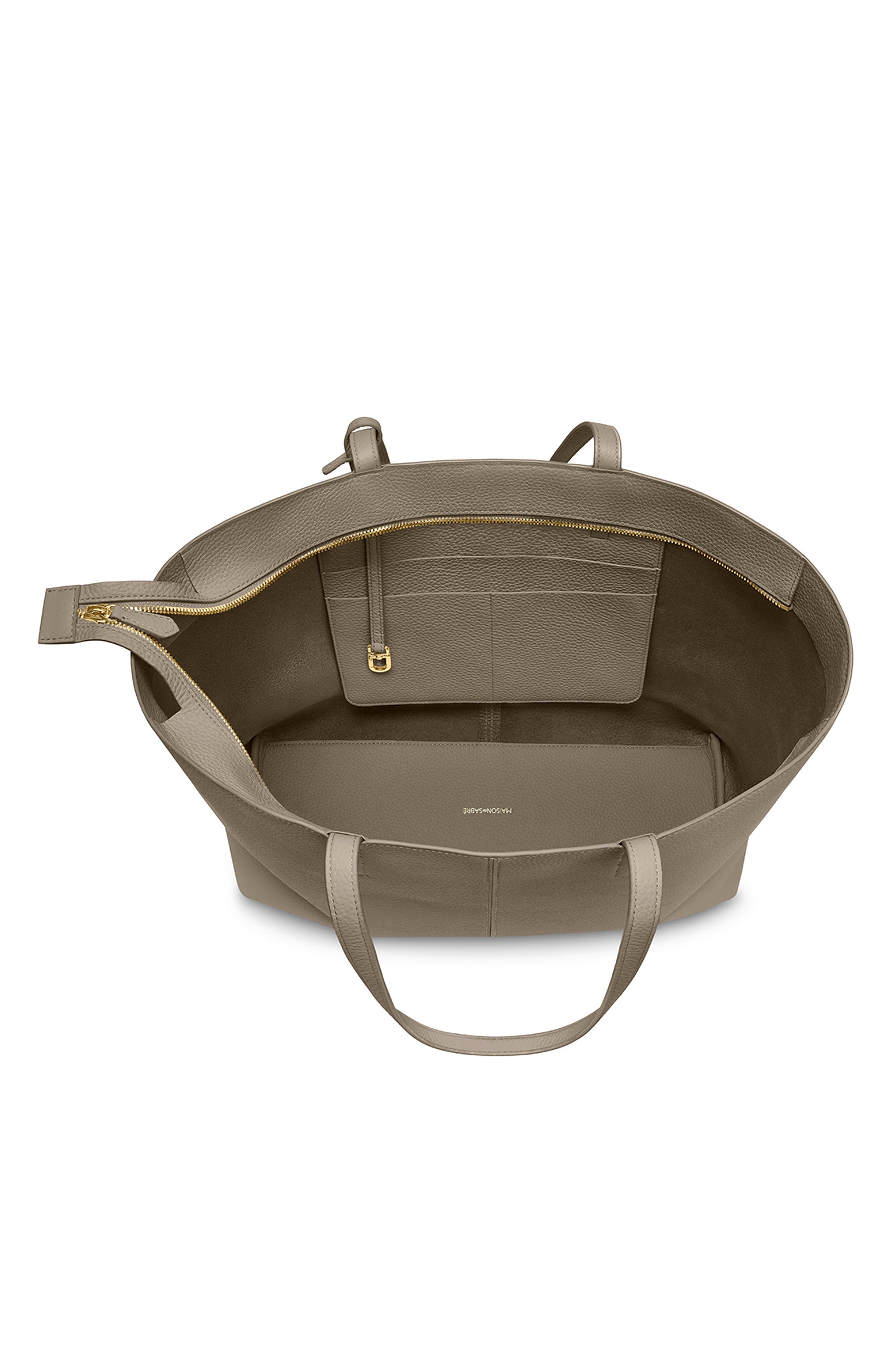 Large Leather Zipped Soft Tote, Alternate, color, Cashmere Clay