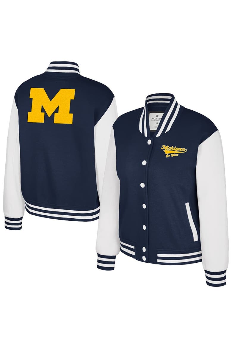 Women's Colosseum Navy Michigan Wolverines French Baguette Full Snap Fleece Jacket, Main, color, Navy