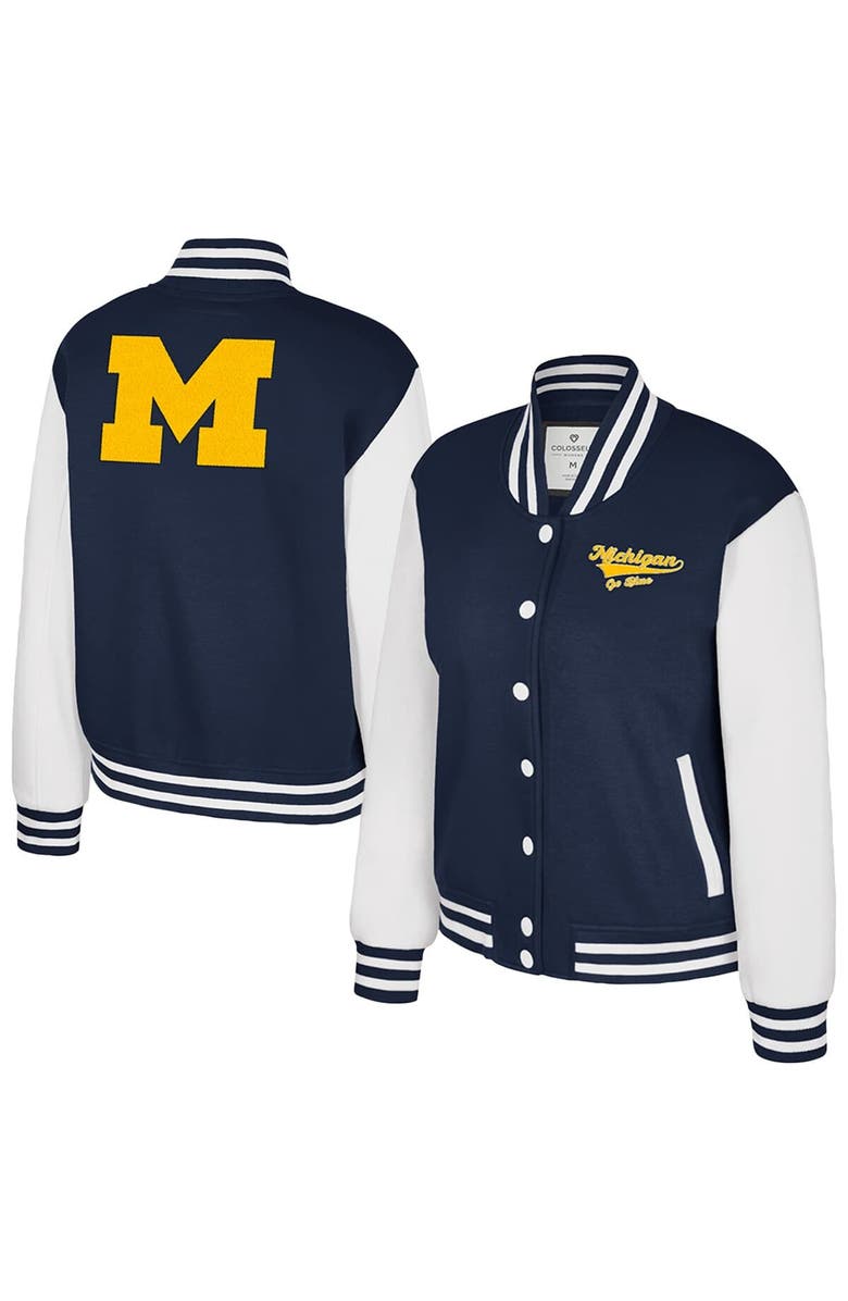 COLOSSEUM Women's Colosseum Navy Michigan Wolverines French Baguette Full Snap Fleece Jacket, Main, color, Navy