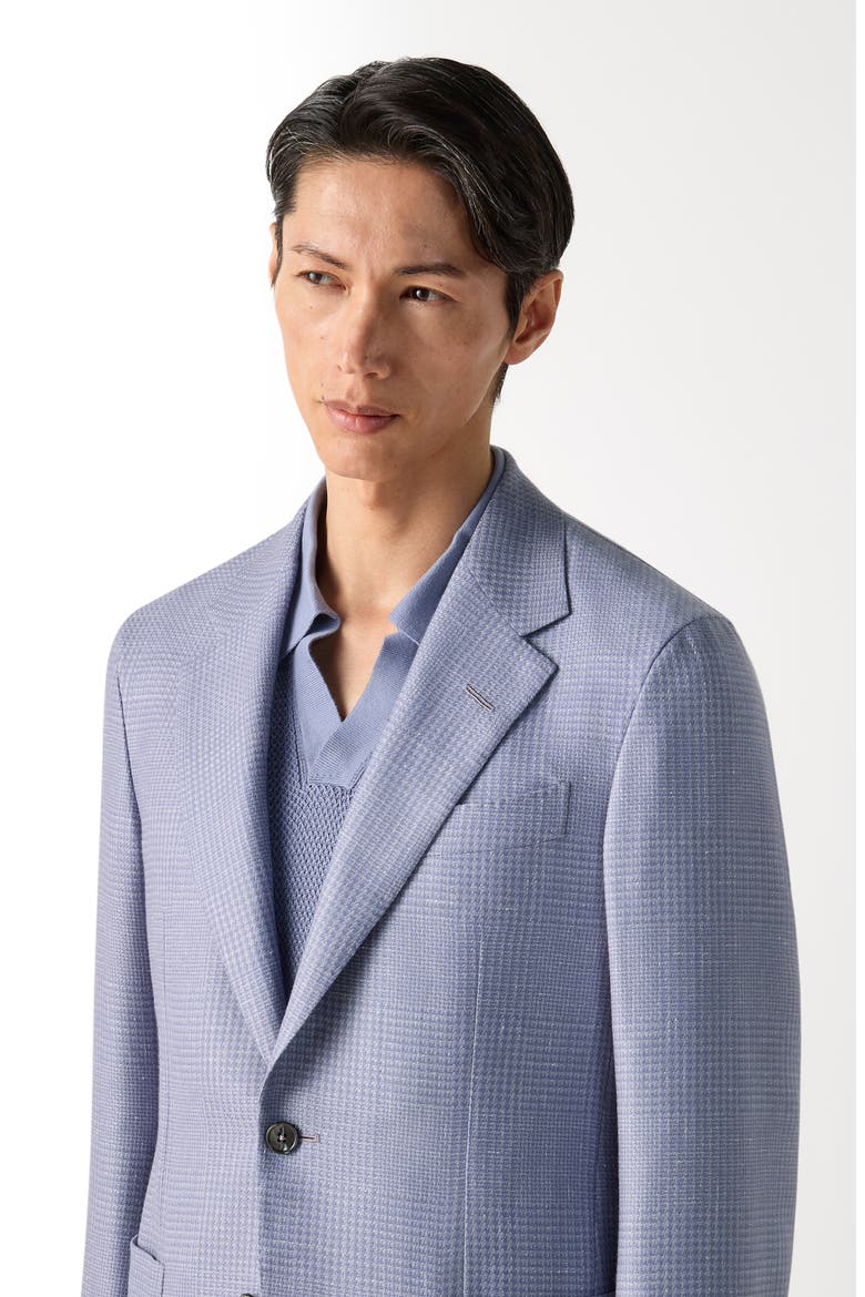 Glen Check Cashmere, Silk & Linen Cardigan Jacket, Alternate, color, LILAC