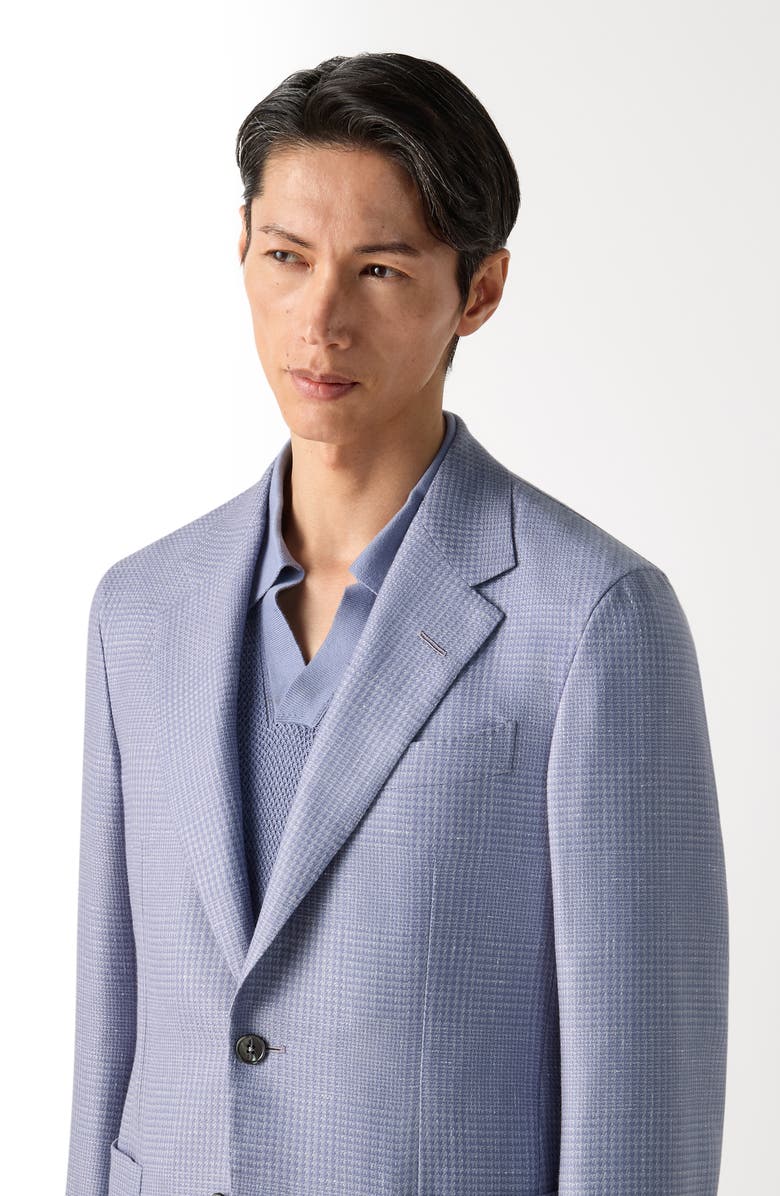 ZEGNA Glen Check Cashmere, Silk & Linen Cardigan Jacket, Alternate, color, Lilac