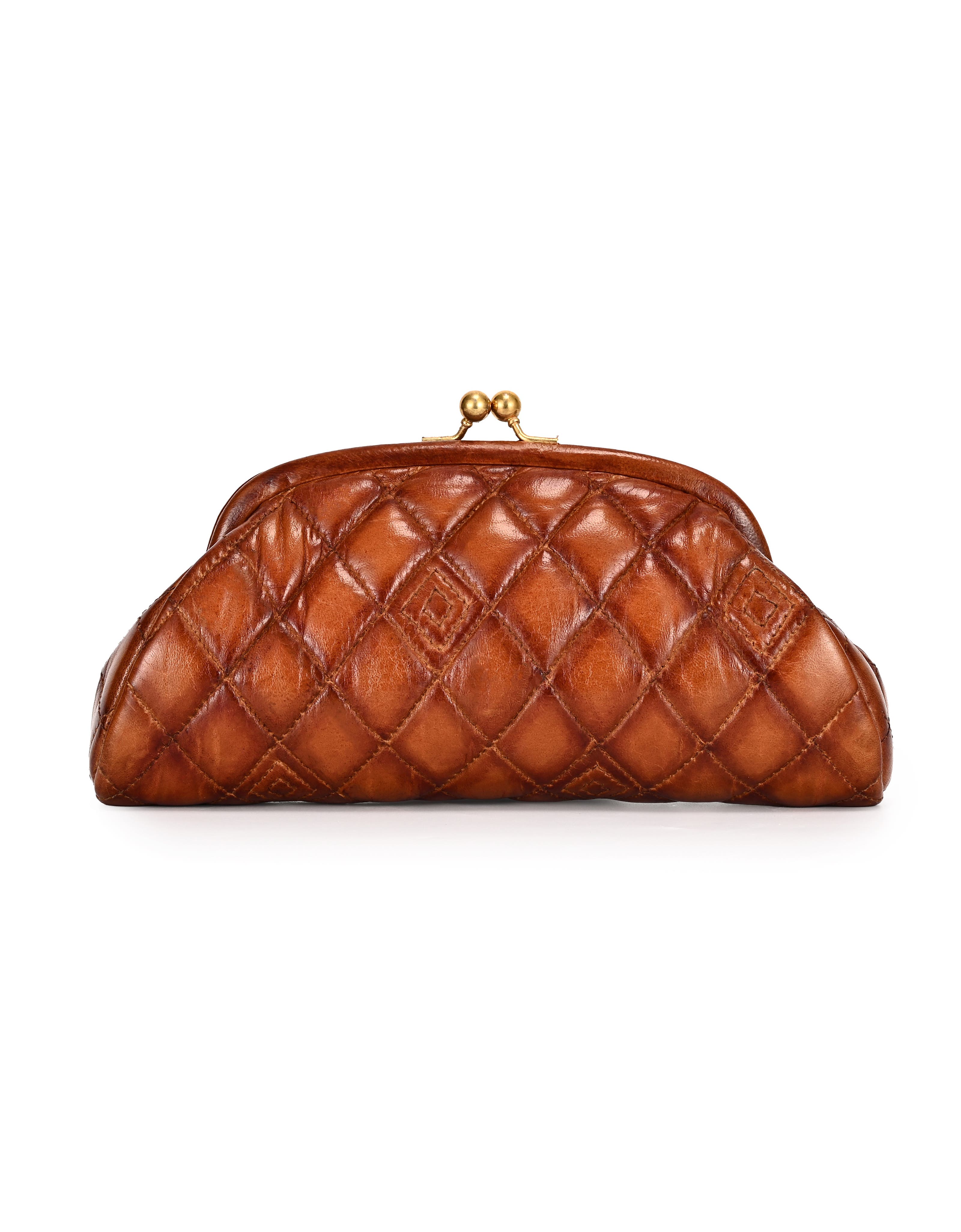 Petunia Quilted Leather Beauty Pouch, Alternate, color, Cognac