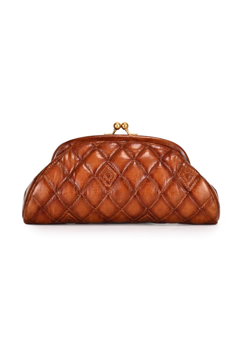 Petunia Quilted Leather Beauty Pouch, Alternate, color, Cognac