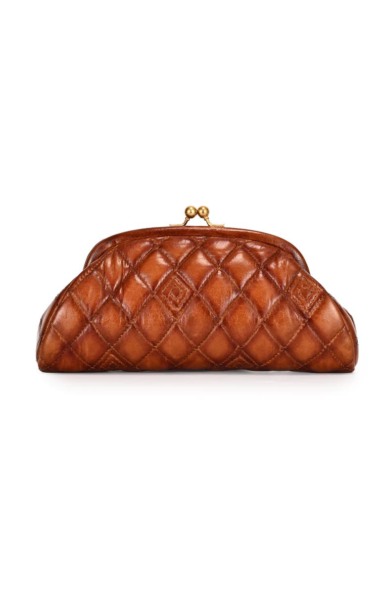 OLD TREND Petunia Quilted Leather Beauty Pouch, Alternate, color, Cognac
